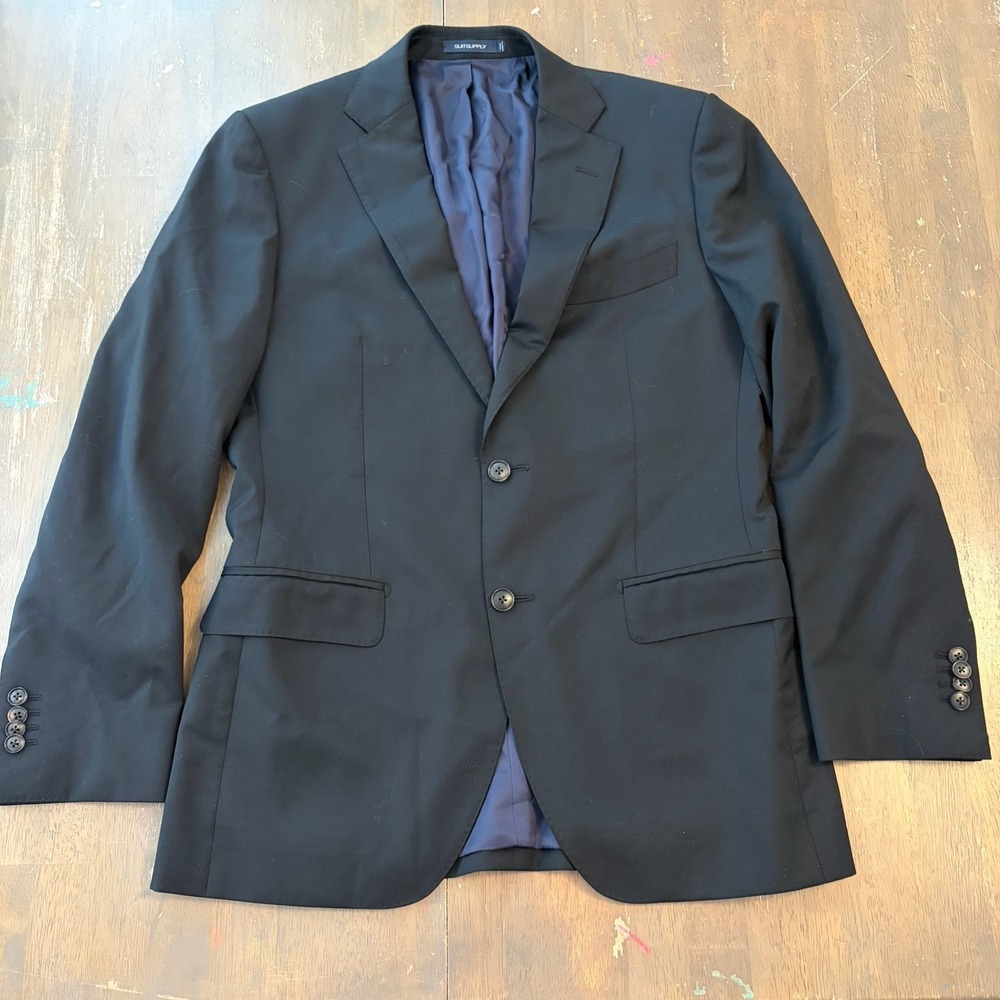Suit Supply Reda‎ Napoli Single Breasted Wool Blazer Mens 48 Blue Super 110s